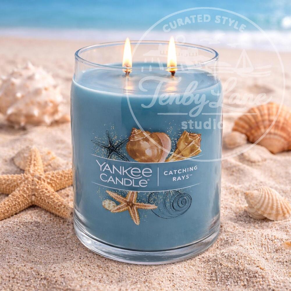 Yankee Candle Catching Rays 20oz Glass Tumbler Jar Dual Wick Bright Summer Scent